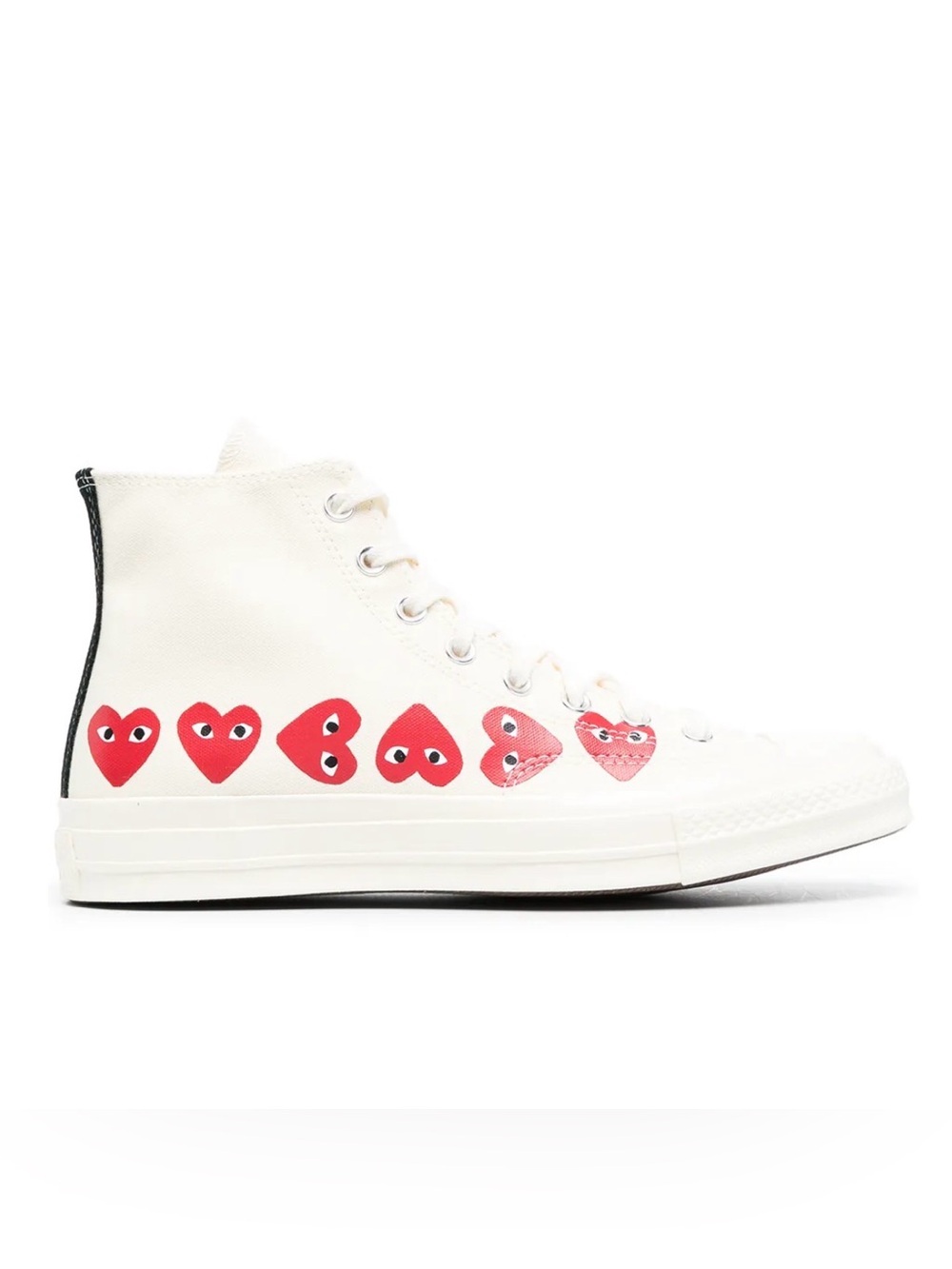 Comme de Garçon Chuck 70 Hi Multi Hearts White High-Top Canvas Sneakers Sz 7